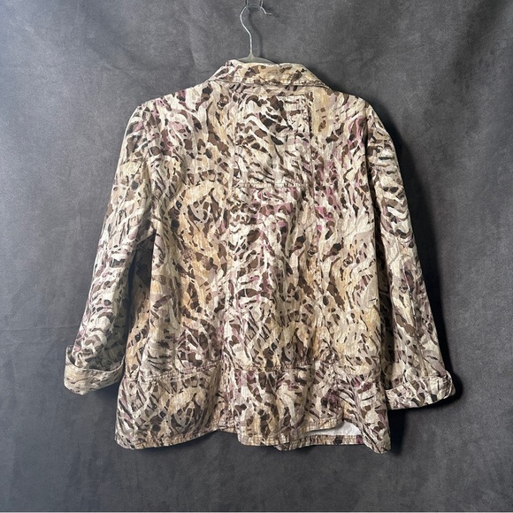 Chico’s Utility Button Jacket Abstract Animal Print Cotton XL Plus Casual - Picture 6 of 8